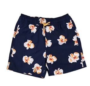 NWT J. Crew Boys' Navy W/ Gold & White Tropical Floral Swim Trunk